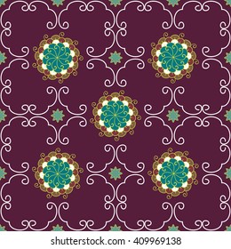 Nahtloses florales geometrisches Muster, Ornament im ostasiatischen Stil zu Fliesen, Design, Papier und Bücher
