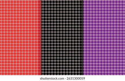 Nahtloses florales geometrisches Muster in Rot, Schwarz und Lila