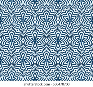 seamless floral geometric pattern. Texture for holiday cards, Valentines day, wedding invitations, design wallpaper. Vector illustration. blue color