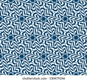 seamless floral geometric pattern. Texture for holiday cards, Valentines day, wedding invitations, design wallpaper. Vector illustration. blue color