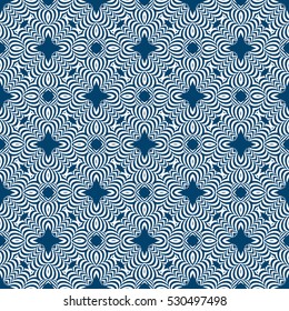 seamless floral geometric pattern. Texture for holiday cards, Valentines day, wedding invitations, design wallpaper. Vector illustration. blue color