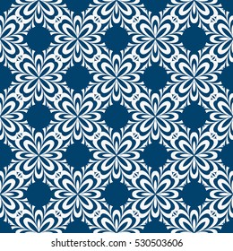 seamless floral geometric pattern. Texture for holiday cards, Valentines day, wedding invitations, design wallpaper. Vector illustration. blue color