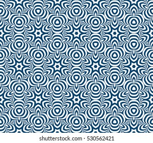 seamless floral geometric pattern. Texture for holiday cards, Valentines day, wedding invitations, design wallpaper. Vector illustration. blue color