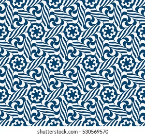 seamless floral geometric pattern. Texture for holiday cards, Valentines day, wedding invitations, design wallpaper. Vector illustration. blue color