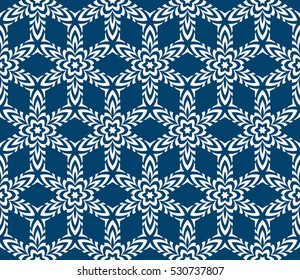 seamless floral geometric pattern. Texture for holiday cards, Valentines day, wedding invitations, design wallpaper. Vector illustration. blue color
