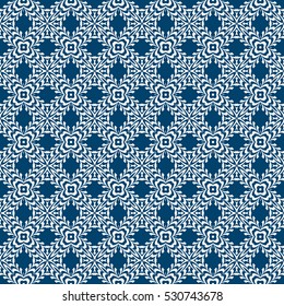 seamless floral geometric pattern. Texture for holiday cards, Valentines day, wedding invitations, design wallpaper. Vector illustration. blue color