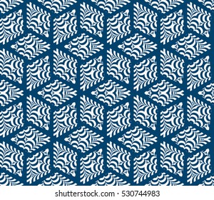seamless floral geometric pattern. Texture for holiday cards, Valentines day, wedding invitations, design wallpaper. Vector illustration. blue color