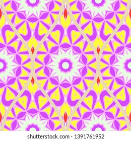 Seamless floral geometric pattern. Vector illustration. Bright color ornament.