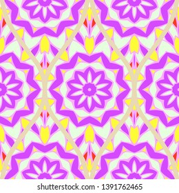 Seamless floral geometric pattern. Vector illustration. Bright color ornament.