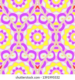 Seamless floral geometric pattern. Vector illustration. Bright color ornament.
