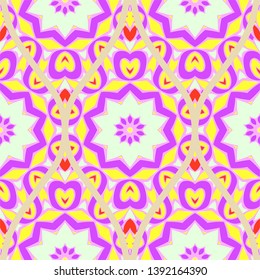 Seamless floral geometric pattern. Vector illustration. Bright color ornament.