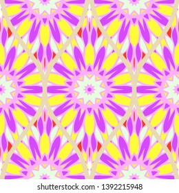 Seamless floral geometric pattern. Vector illustration. Bright color ornament.