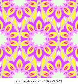 Seamless floral geometric pattern. Vector illustration. Bright color ornament.