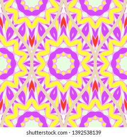 Seamless floral geometric pattern. Vector illustration. Bright color ornament.