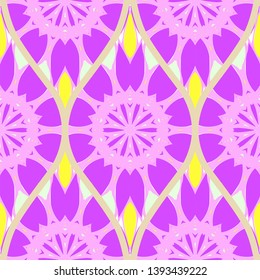Seamless floral geometric pattern. Vector illustration. Bright color ornament.