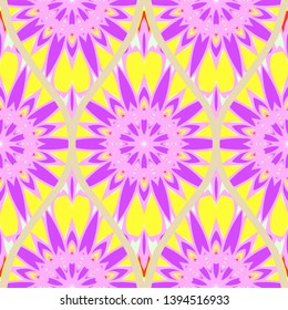 Seamless floral geometric pattern. Vector illustration. Bright color ornament.