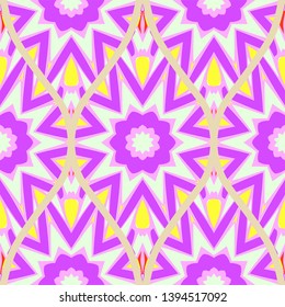 Seamless floral geometric pattern. Vector illustration. Bright color ornament.