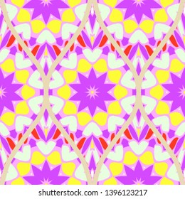 Seamless floral geometric pattern. Vector illustration. Bright color ornament.