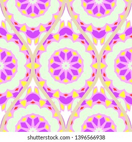 Seamless floral geometric pattern. Vector illustration. Bright color ornament.
