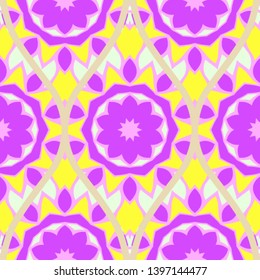 Seamless floral geometric pattern. Vector illustration. Bright color ornament.