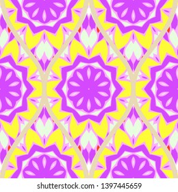 Seamless floral geometric pattern. Vector illustration. Bright color ornament.