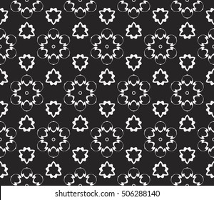 seamless floral geometric patterns. black and white color. Texture for holiday cards, Valentines day, wedding invitations, design wallpaper, pattern fills, web page, banner, flyer. Vector illustration