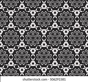 seamless floral geometric patterns. black and white color. Texture for holiday cards, Valentines day, wedding invitations, design wallpaper, pattern fills, web page, banner, flyer. Vector illustration