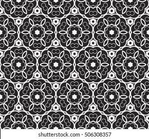 seamless floral geometric patterns. black and white color. Texture for holiday cards, Valentines day, wedding invitations, design wallpaper, pattern fills, web page, banner, flyer. Vector illustration