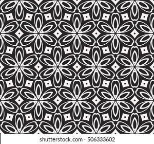 seamless floral geometric patterns. black and white color. Texture for holiday cards, Valentines day, wedding invitations, design wallpaper, pattern fills, web page, banner, flyer. Vector illustration