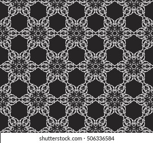 seamless floral geometric patterns. black and white color. Texture for holiday cards, Valentines day, wedding invitations, design wallpaper, pattern fills, web page, banner, flyer. Vector illustration
