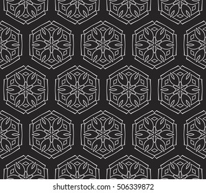 seamless floral geometric patterns. black and white color. Texture for holiday cards, Valentines day, wedding invitations, design wallpaper, pattern fills, web page, banner, flyer. Vector illustration