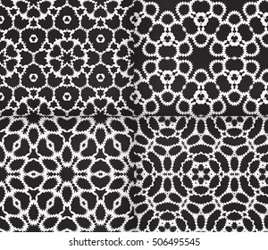 seamless floral geometric patterns. black and white color. Texture for holiday cards, Valentines day, wedding invitations, design wallpaper, pattern fills, web page, banner, flyer. Vector illustration