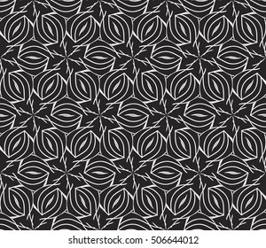 seamless floral geometric patterns. black and white color. Texture for holiday cards, Valentines day, wedding invitations, design wallpaper, pattern fills, web page, banner, flyer. Vector illustration