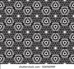 seamless floral geometric patterns. black and white color. Texture for holiday cards, Valentines day, wedding invitations, design wallpaper, pattern fills, web page, banner, flyer. Vector illustration