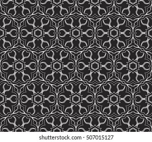 seamless floral geometric patterns. black and white color. Texture for holiday cards, Valentines day, wedding invitations, design wallpaper, pattern fills, web page, banner, flyer. Vector illustration