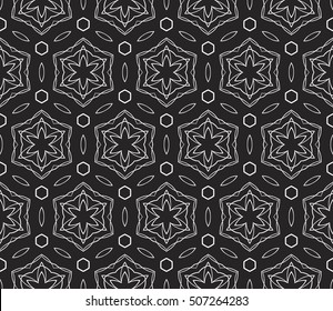 seamless floral geometric patterns. black and white color. Texture for holiday cards, Valentines day, wedding invitations, design wallpaper, pattern fills, web page, banner, flyer. Vector illustration