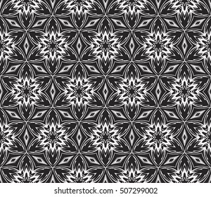 seamless floral geometric patterns. black and white color. Texture for holiday cards, Valentines day, wedding invitations, design wallpaper, pattern fills, web page, banner, flyer. Vector illustration