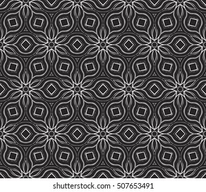 seamless floral geometric patterns. black and white color. Texture for holiday cards, Valentines day, wedding invitations, design wallpaper, pattern fills, web page, banner, flyer. Vector illustration