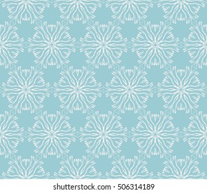 seamless floral geometric patterns. blue color. Texture for holiday cards, Valentines day, wedding invitations, design wallpaper, pattern fills, web page, banner, flyer. Vector illustration.