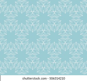seamless floral geometric patterns. blue color. Texture for holiday cards, Valentines day, wedding invitations, design wallpaper, pattern fills, web page, banner, flyer. Vector illustration.