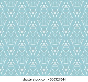 seamless floral geometric patterns. blue color. Texture for holiday cards, Valentines day, wedding invitations, design wallpaper, pattern fills, web page, banner, flyer. Vector illustration.