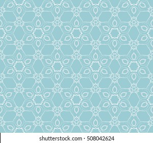 seamless floral geometric patterns. blue color. Texture for holiday cards, Valentines day, wedding invitations, design wallpaper, pattern fills, web page, banner, flyer. Vector illustration.