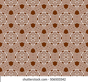seamless floral geometric patterns. brown color. Texture for holiday cards, Valentines day, wedding invitations, design wallpaper, pattern fills, web page, banner, flyer. Vector illustration.