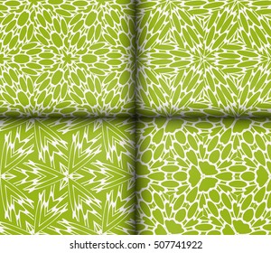 seamless floral geometric patterns. olive color. Texture for holiday cards, Valentines day, wedding invitations, design wallpaper, pattern fills, web page, banner, flyer. Vector illustration. set