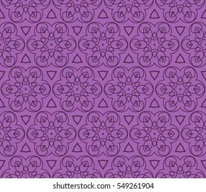 seamless floral geometric patterns. purple color. Texture for holiday cards, Valentines day, wedding invitations, design wallpaper, pattern fills, web page, banner, flyer. Vector illustration.