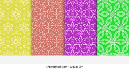 seamless floral geometric patterns set. Texture for holiday cards, Valentines day, wedding invitations, design wallpaper, pattern fills, web page, banner, flyer. Vector illustration.