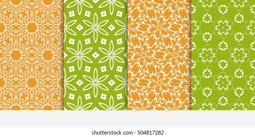 seamless floral geometric patterns set. Flower style. Vector illustration. Texture for holiday cards, Valentines day, wedding invitations, design wallpaper, pattern fills, web page