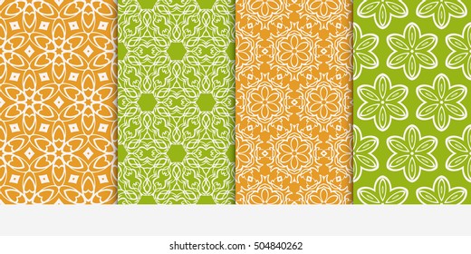 seamless floral geometric patterns set. Flower style. Vector illustration. Texture for holiday cards, Valentines day, wedding invitations, design wallpaper, pattern fills, web page