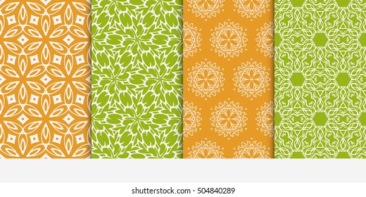 seamless floral geometric patterns set. Flower style. Vector illustration. Texture for holiday cards, Valentines day, wedding invitations, design wallpaper, pattern fills, web page