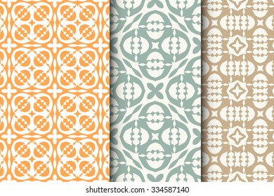 Seamless floral geometric square patterns set with repeating texture for Wedding, Bridal, Valentine's day or Birthday Invitations, fabric or paper print. Vector collection